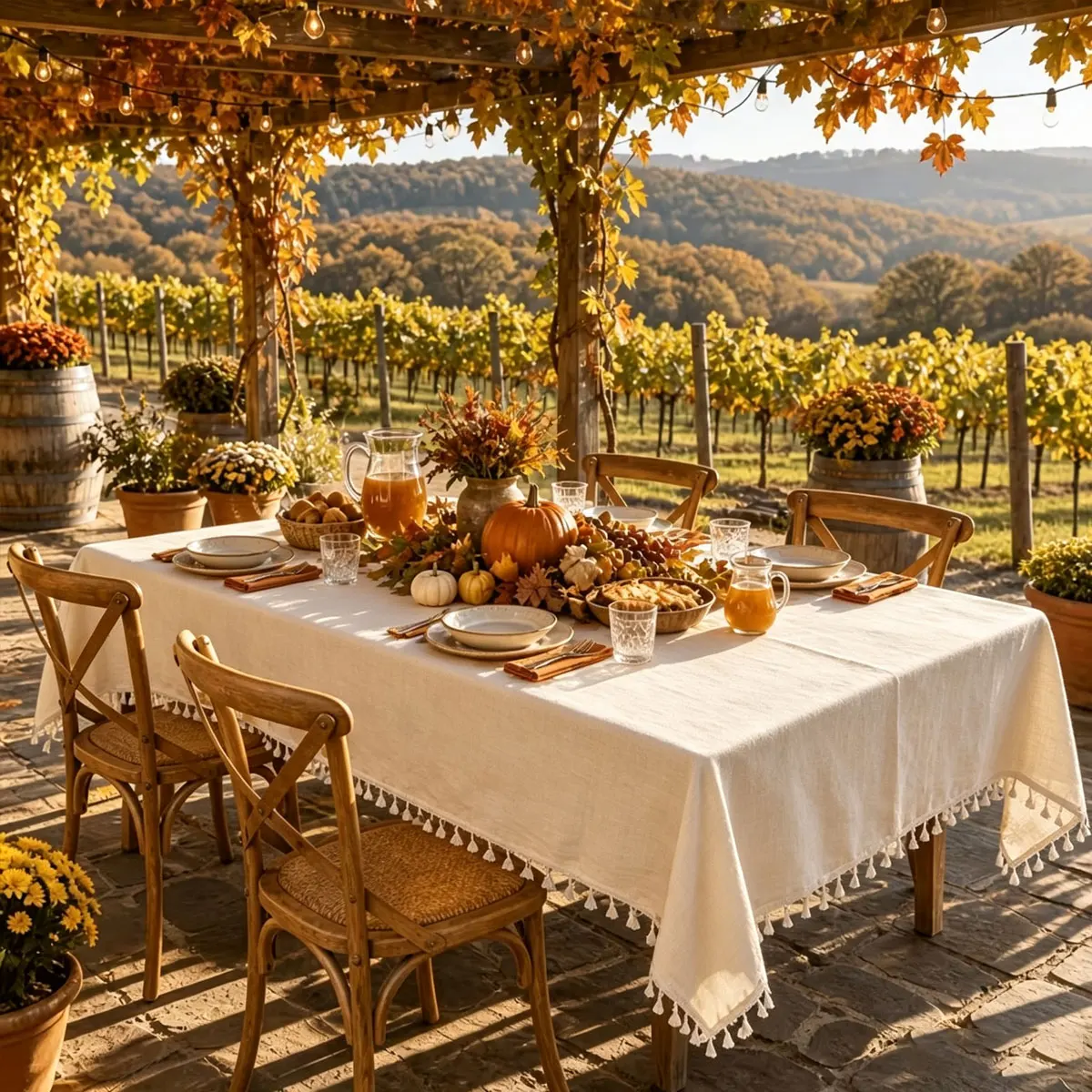 Simple Plain Color, Tassel Tablecloth, Dining Kitchen, Picnic, Wedding Decoration Tablecloth, Reusable, Washable, Convenient