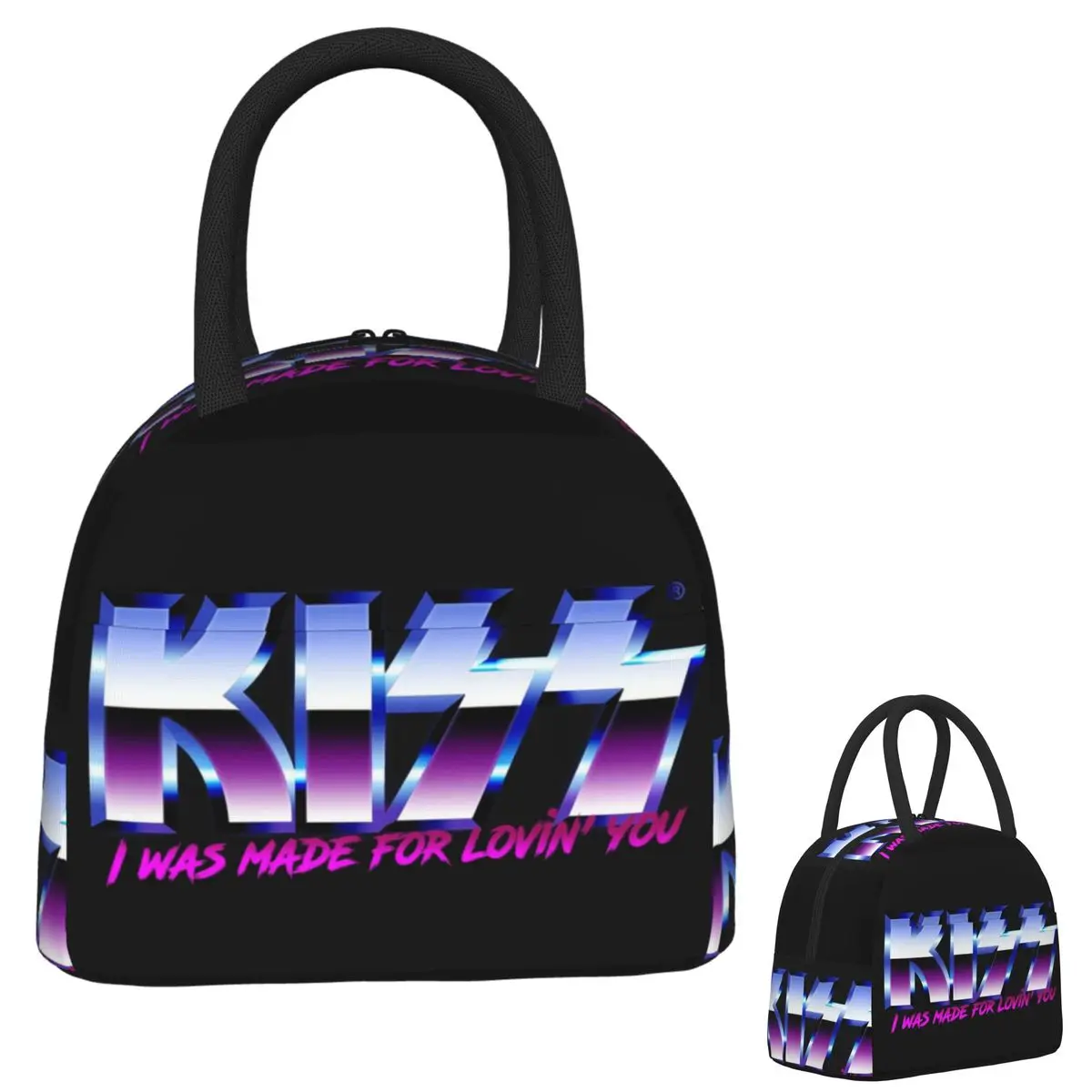 

Kiss Rock Band Retor Сумки для обеда Изолированная коробка для бенто Водонепроницаемая сумка для обеда Многоразовые сумки для пикника Термосумка для женщин и детей для путешествий