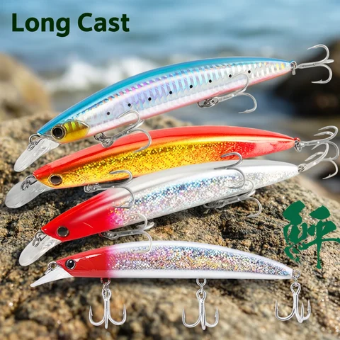 130F Ultra Long Casting Floating Wobbler Minnow Hard Bait 130mm 23g Flounder Sea Bass Saltwater Sea Fishing Lure Depth 0.8-1.5m