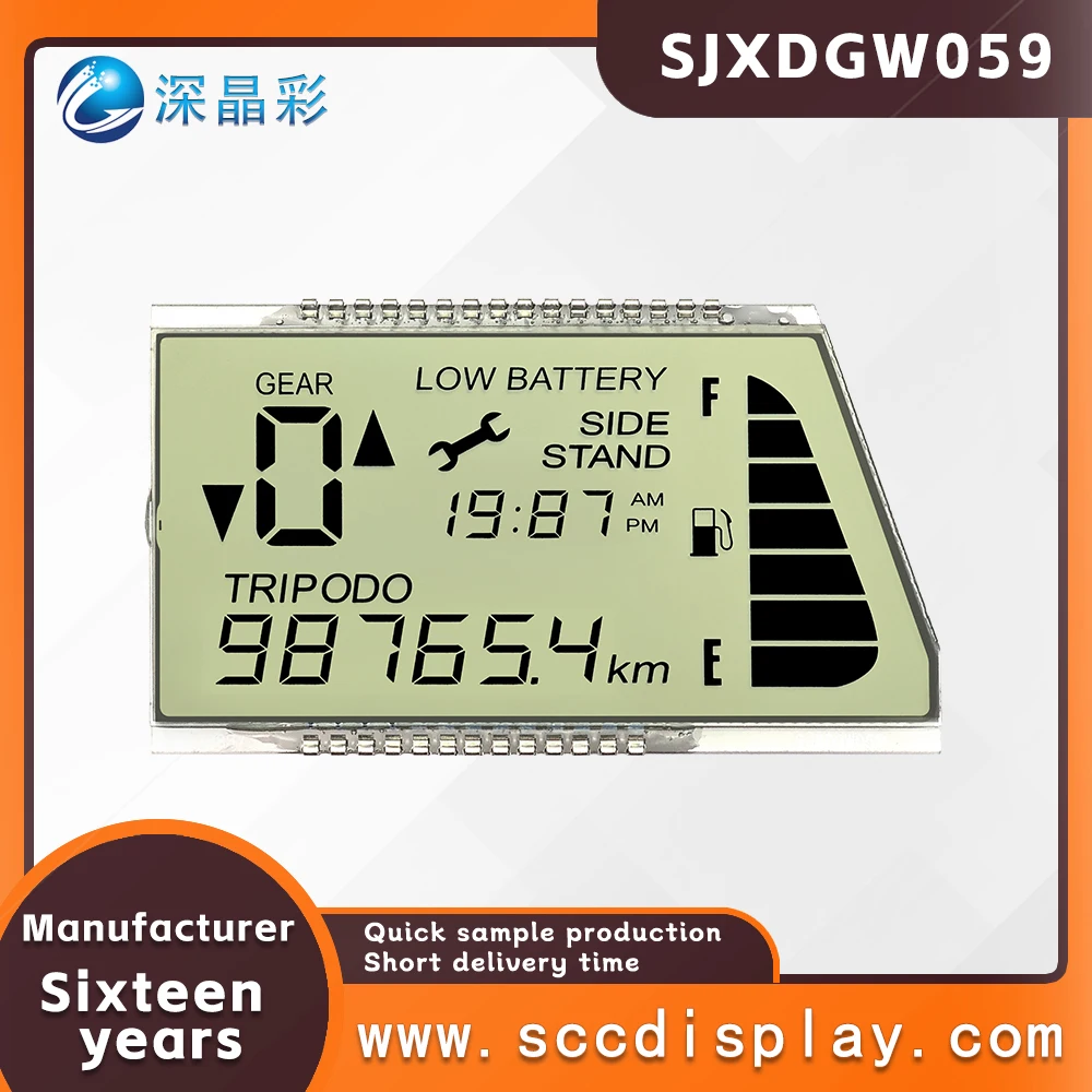 Develop customized SJXDGW059 Non-standard segmented LCD screen low-power anti glare HTN Positive display screen 5.0V