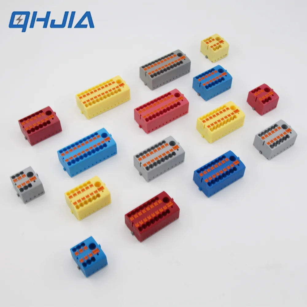 1 in Multiple Out Electrical Splitter Wire Connector Plug-in Terminal Block for Home Light Wiring Guide Rail Junction Box