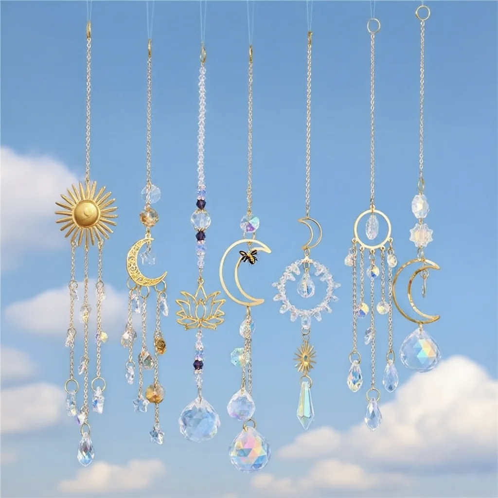 Crystal hanging decoration sun catcher K9 colorful DIY garden crystal hanging pieces crystal chips hanging decoration colorful