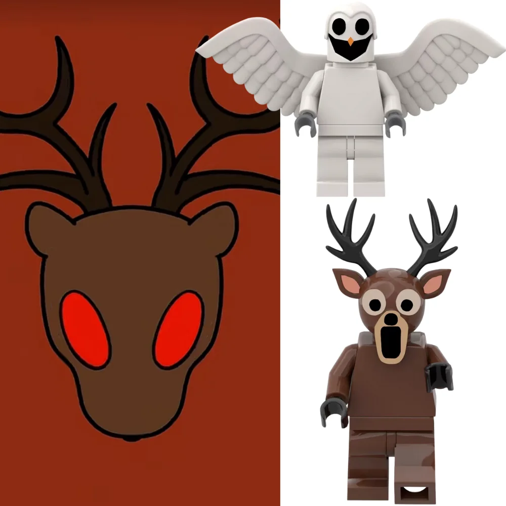 

99 Nights in the Forest Toy Owl Goat Deer Monster Building Block Set Model Assembly Building Blocks Halloween Decoration Gift