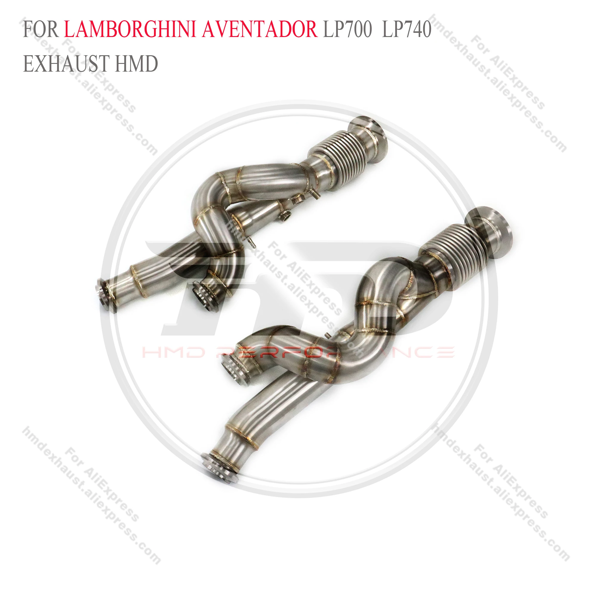 HMD رائجة البيع نظام العادم أداء التدفق العالي SS304 النازل لامبورغيني أفينتادور LP700 LP740 بدون رأس الحفاز