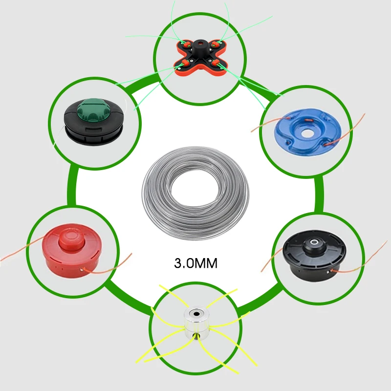Imagem -05 - Lusqi-steel Wire Grass Trimmer Head Linha de Nylon Cortador de Escova de Gasolina Substituição de Cortador de Grama mm x 15m 1lb