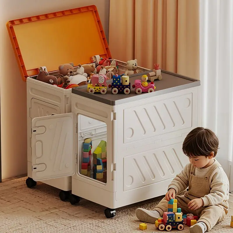 Foldable Storage Box With Wheels, Stackable Plastic Storage Bins With Lids, Large Capacity Storage Containers For Home Bedroom
