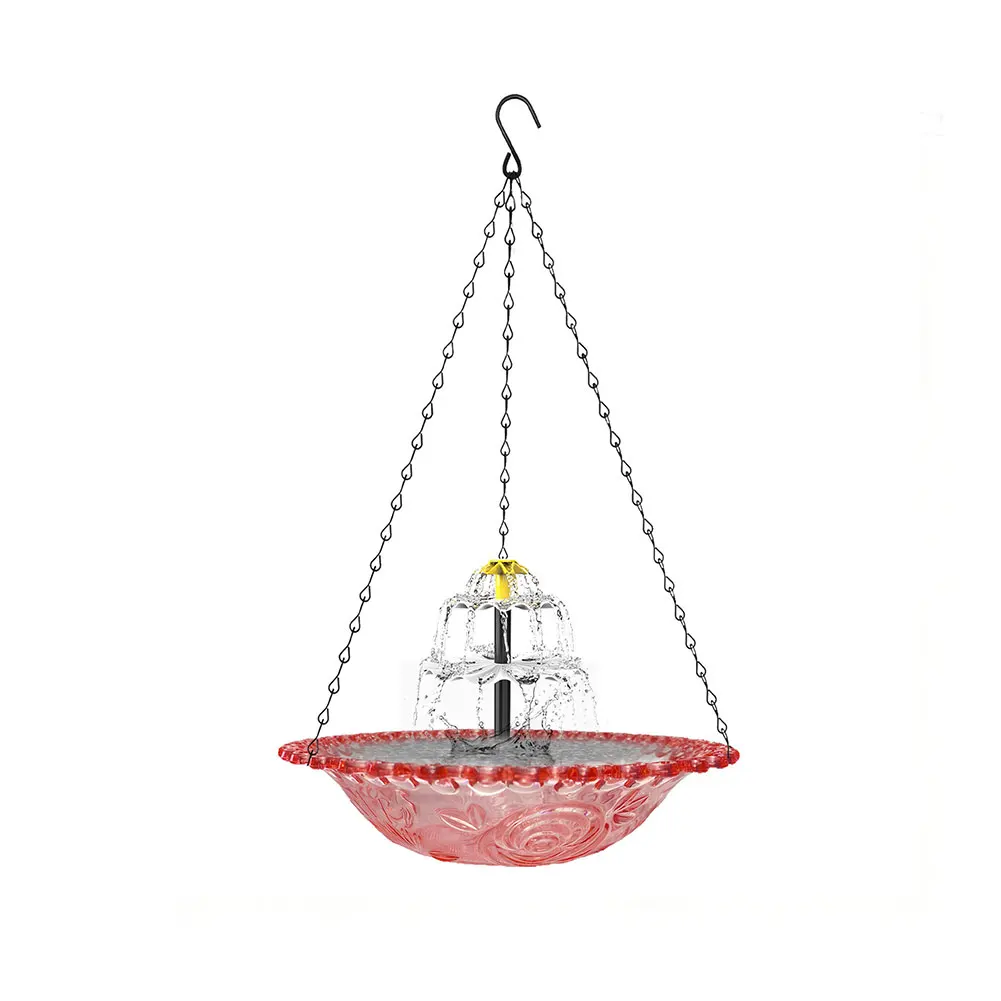 Solar Powered Hanging Bird Bath Fountain Metal Garden Water Feature For Outdoor Patio Backyard Wildlife Attractor Decoration