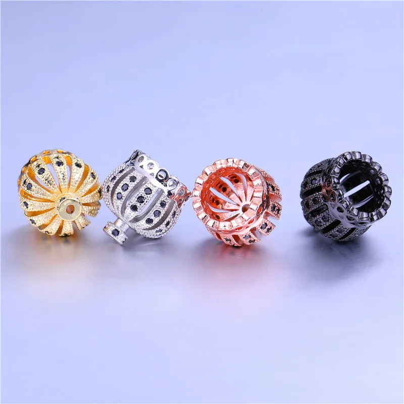 Juya 4Pcs/Lot Handmade Decoration 18K Gold Plated Crown Flower Beads Caps Accessories For Women Tassels Pearls Jewelry Making