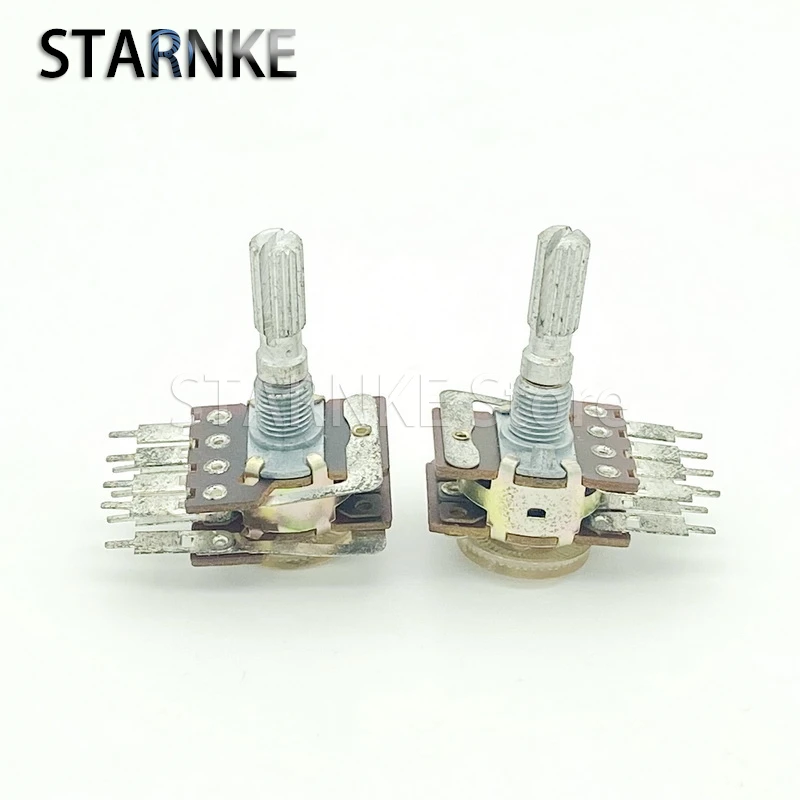 2PCS 16 Type 8-Pin Dual B100K With Tap Stepper Audio Amplifier Volume Adjustment Potentiometer Flower Shaft Length 25mm