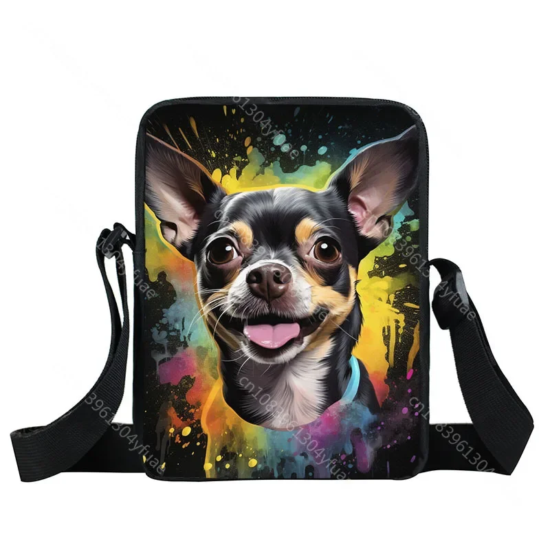 Watercolor Graffiti Dog Print Crossbody Bag Beagle Chihuahua Painting Women Handbag Shoulder Storage Bags Casual Messenger Bag