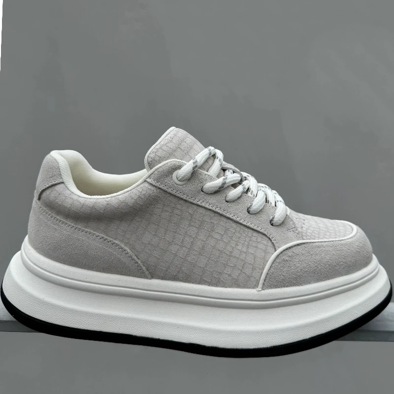 Retro Style Wide Soled Height Increasing Board Shoes Men's Autumn New Ins Trendy Bread Shoes Comfortable Breathable Sponge Shoes