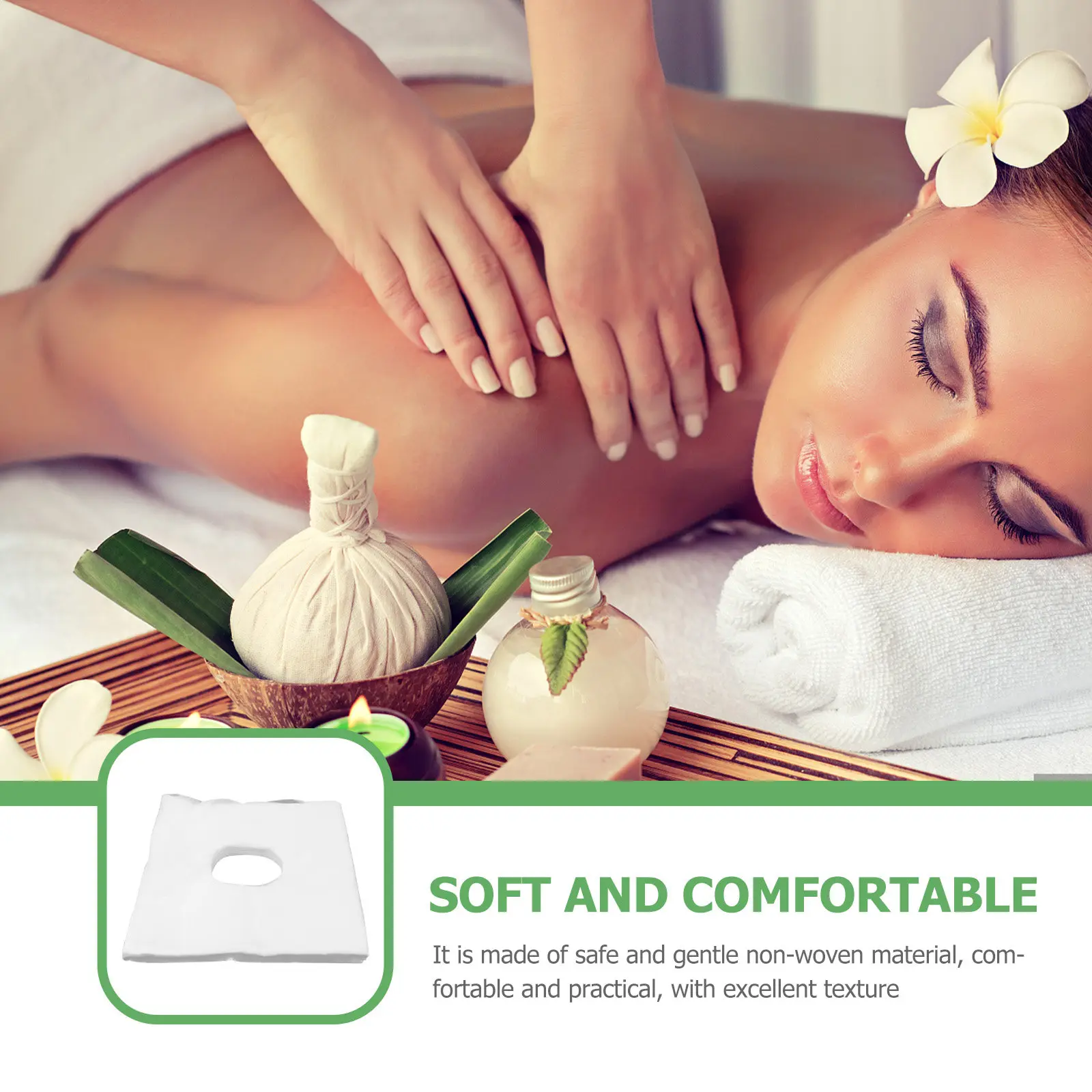 200Pcs Massage Face Cover Disposable Non-Woven Face Hole Towel for Spa Salon Beauty Clinic Comfortable Gentle Skin-Friendly Rest