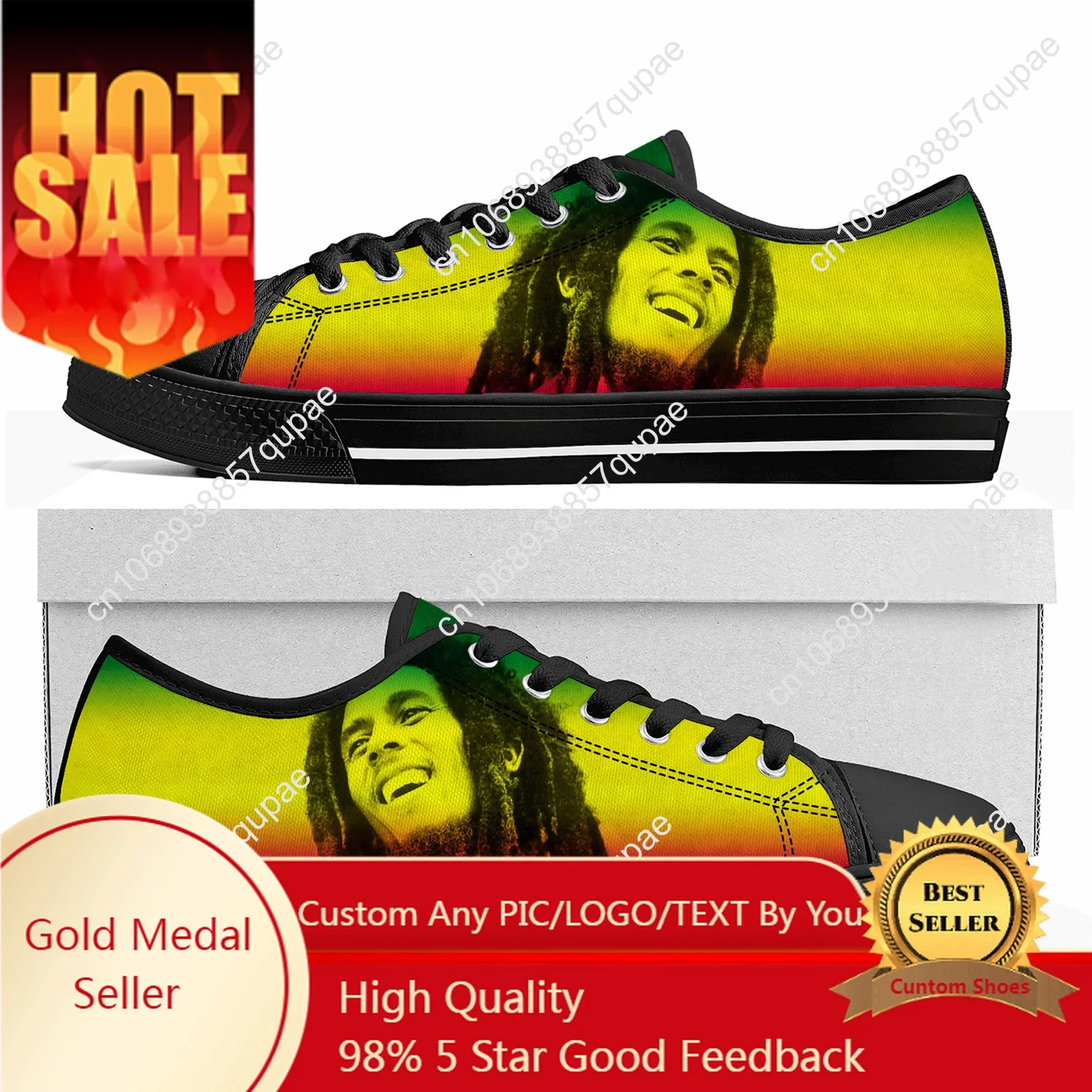 

Bob Marley Reggae Rasta Low Top High Quality Sneakers Mens Womens Teenager Canvas Sneaker Singer Casual Couple Shoes Custom Shoe