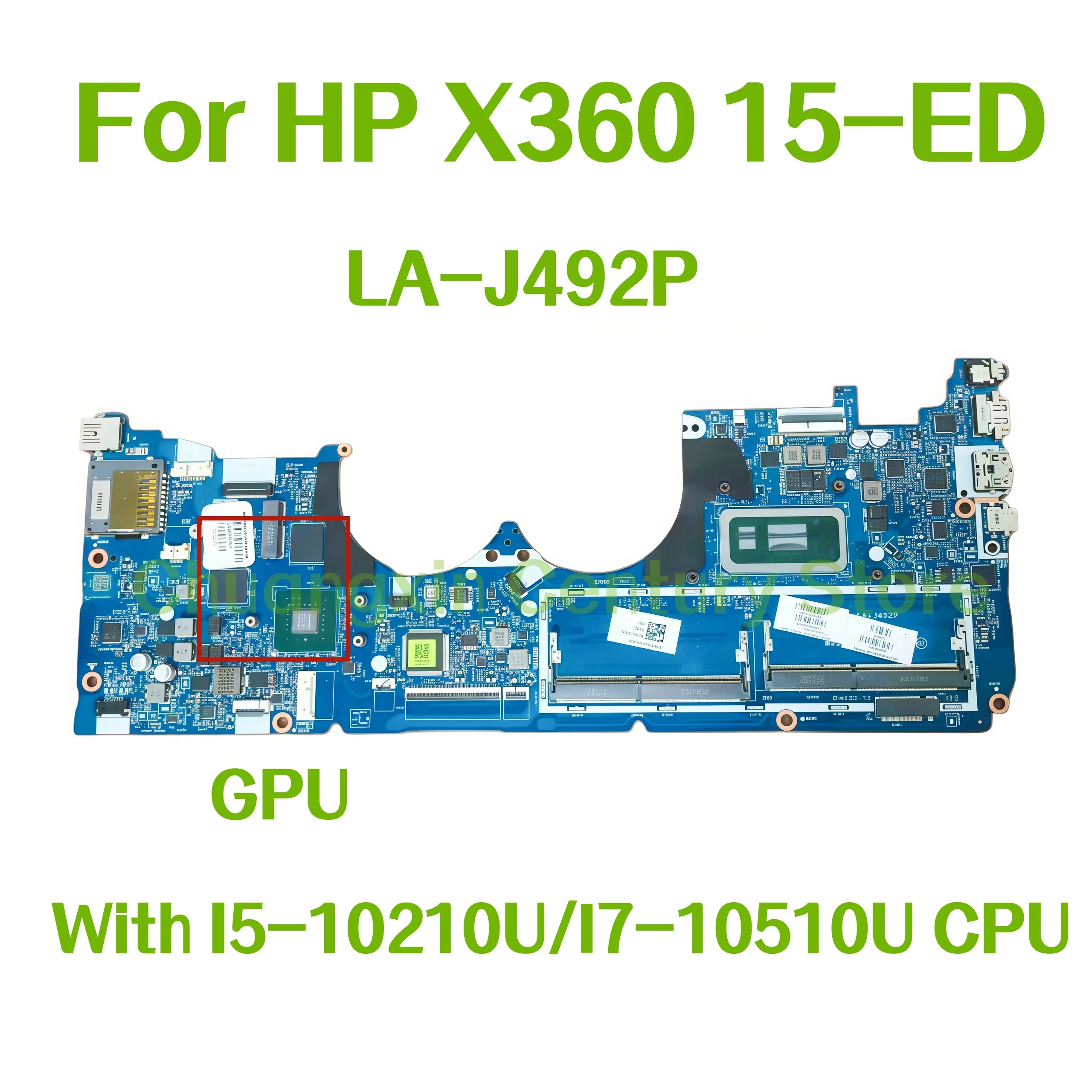 

LA-J492P motherboard suitable for HP X360 15-ED laptop With: I5-10210U I7-10510U CPU GPU 100% tested OK