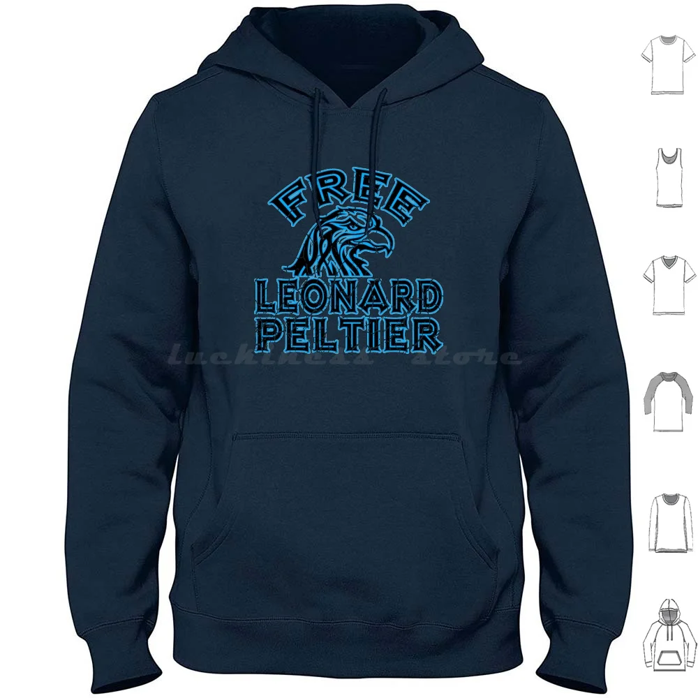 Free Leonard Peltier Blue Used Look Hoodie Cotton Long Sleeve Turtle Mountain United States Tv Kelsey American Peltier