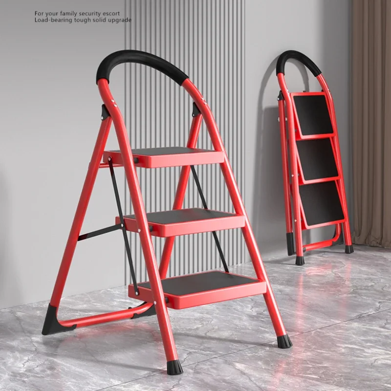 Home Folding Multifunctional Expansion Ladder Thickened Small Indoor Ladder Stool Kitchen Cap Rack Portable 3 Steps Stool