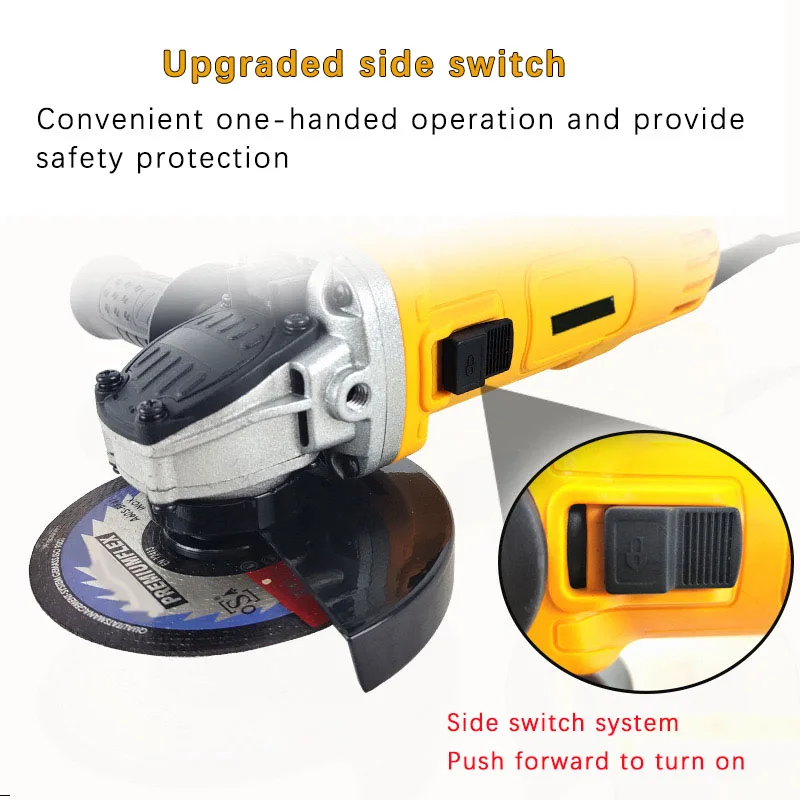 Home 115/125 Electric Angle Grinder Multi-Function Side Switch Hand Grinder Small Grinder Cutting Grinder
