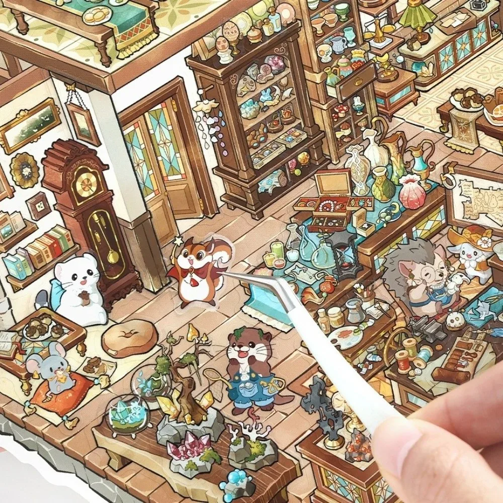 Shop Theme 3D Scene Stickers PET Die Cut Large Size Stacking Stickers Supermarket Beach Library Stationery Stickers