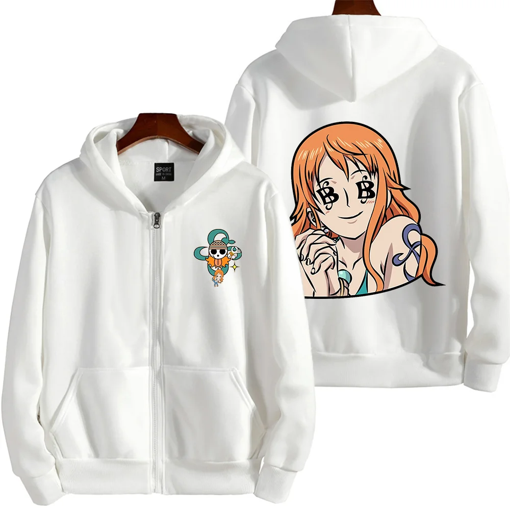 Sudaderas con capucha de una pieza de Anime para hombres y mujeres, Jersey informal de mono Nami, ropa de juego de rol, ropa de calle de otoño e invierno