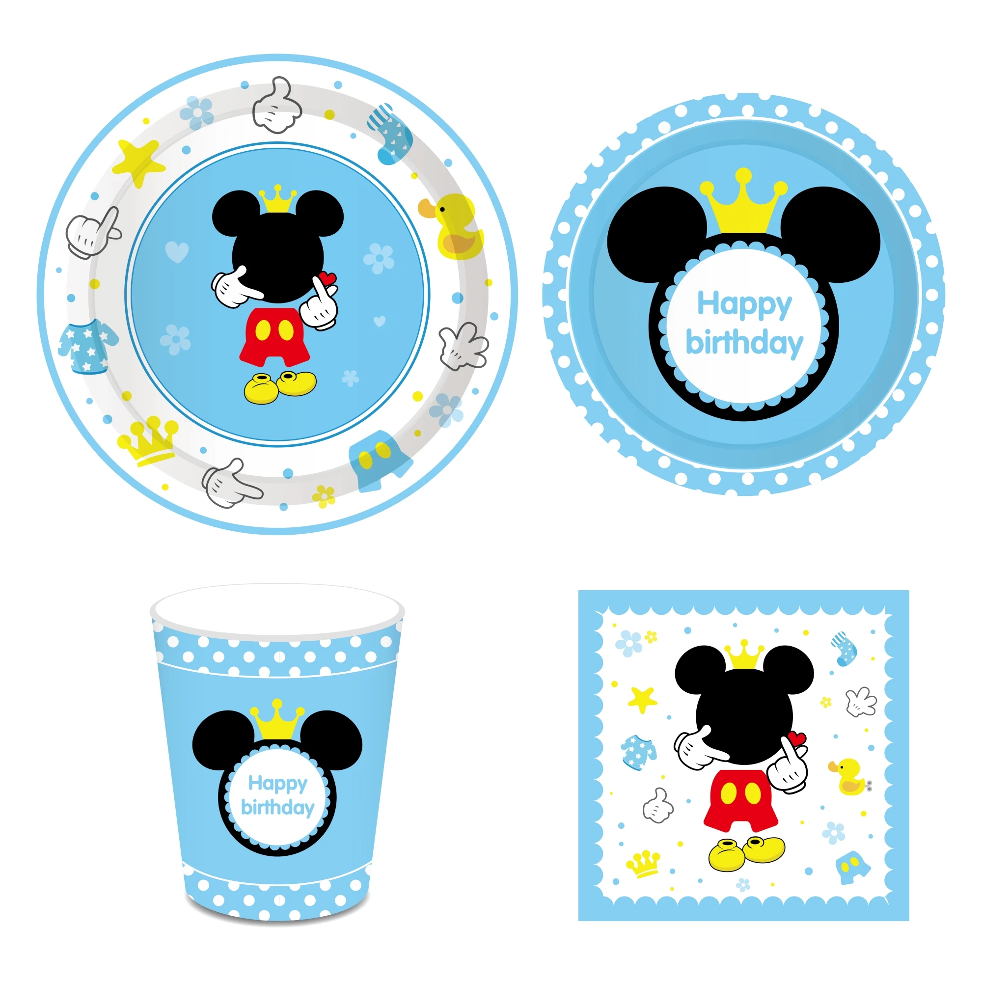 Mickey Mouse Theme Children's Birthday Party Arrangement Decor Paper Cups Banner Tablecloth Disposable Kid Favor Party Supplies