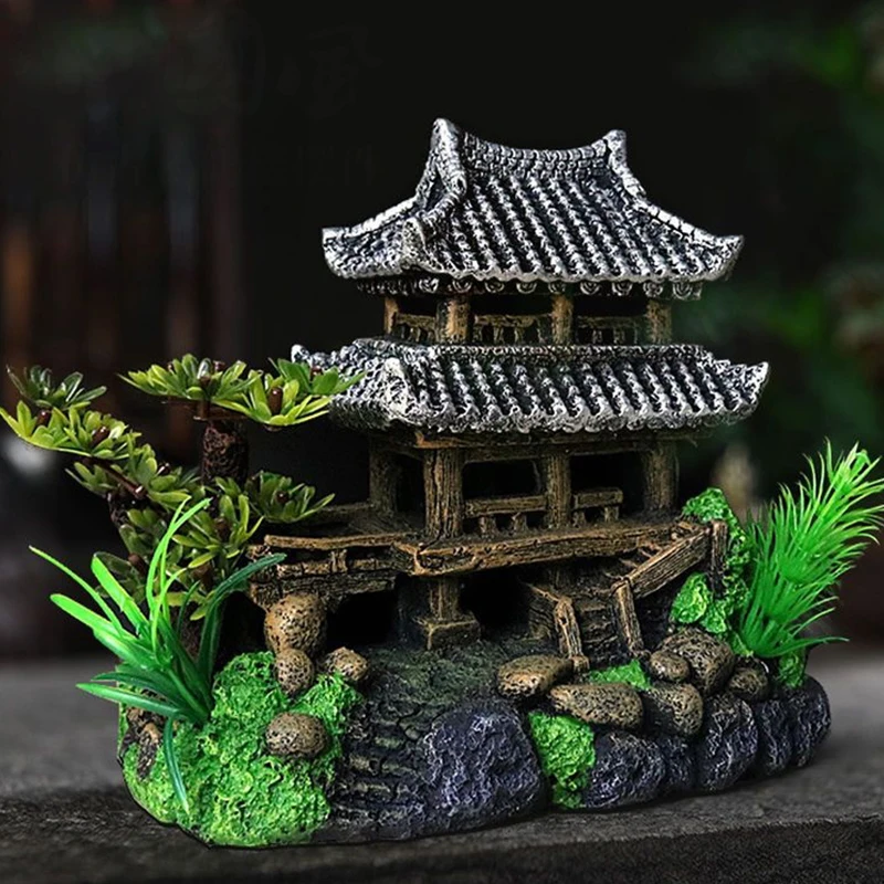 

Имитация украшения, орнамент для аквариума, украшение из смолы, орнамент для аквариума, пейзажный дом, модель, орнамент для аквариума