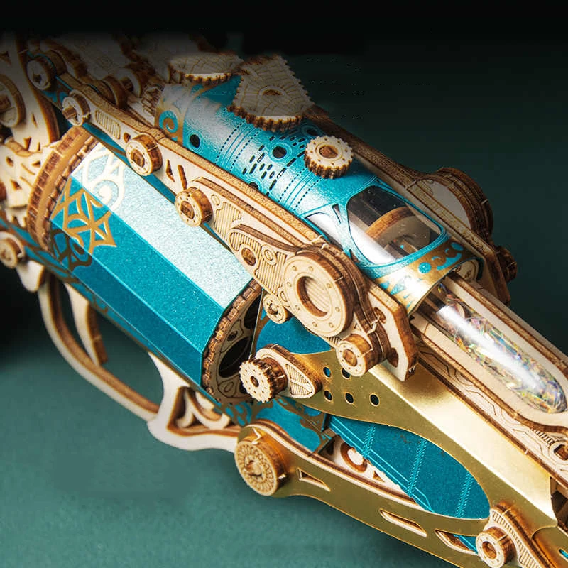 DIY Fantasy Dampf Revolver Holz Spielzeug Pistole Baustein 3D Miniatur Modell Montieren Spielzeug für Erwachsene Junge Freund Geburtstag Geschenk