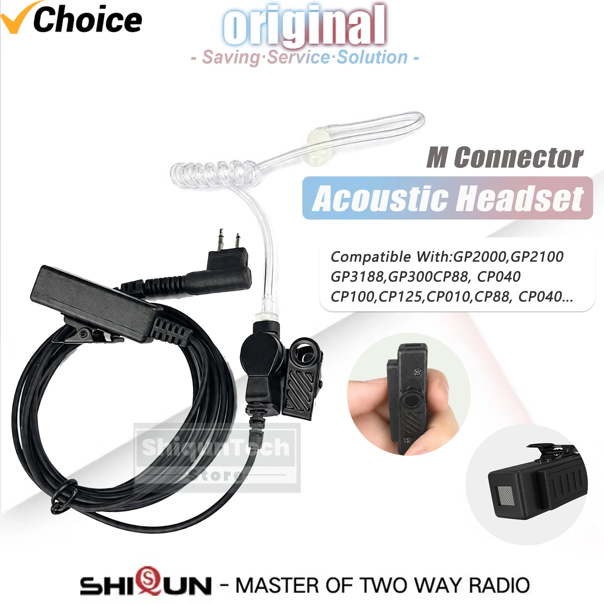 

Air Acoustic Tube Headset Big Long PTT Mic Earpiece Compatible with Motorola Walkie Talkie GP2100 GP3688 CLS1413 PRO1150 Radios