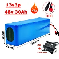 New 48V 30Ah 2000W 13S3P DC/T Lithium Ion Battery Pack Suitable for 48V motors with BMS+54.6V Charger