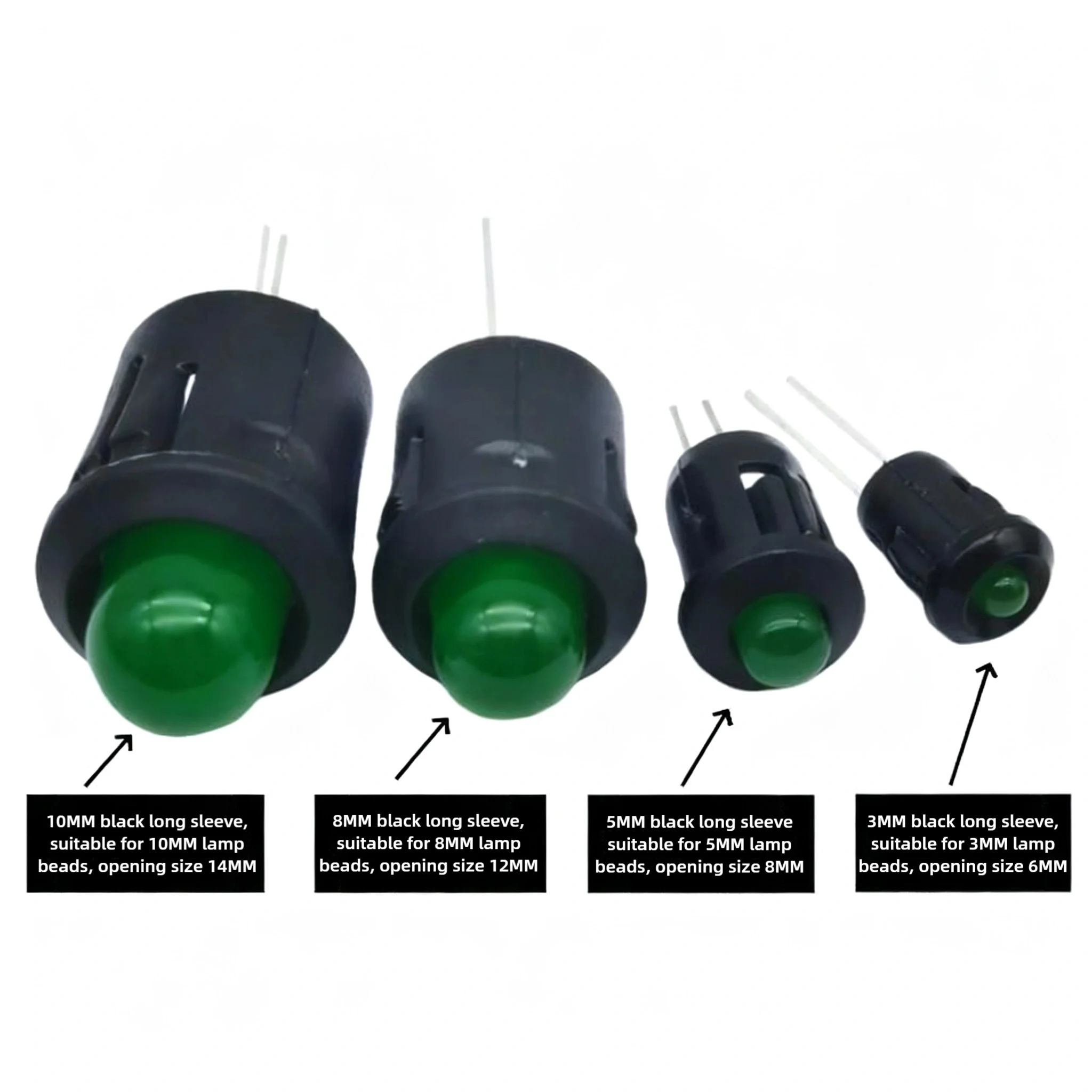 F3MM, 5MM, 8MM, 10MM LED Lamp Holder, Black Long Lamp Sleeve, Light-Emitting Diode Plastic Lamp Sleeve, Lamp Fixed Base