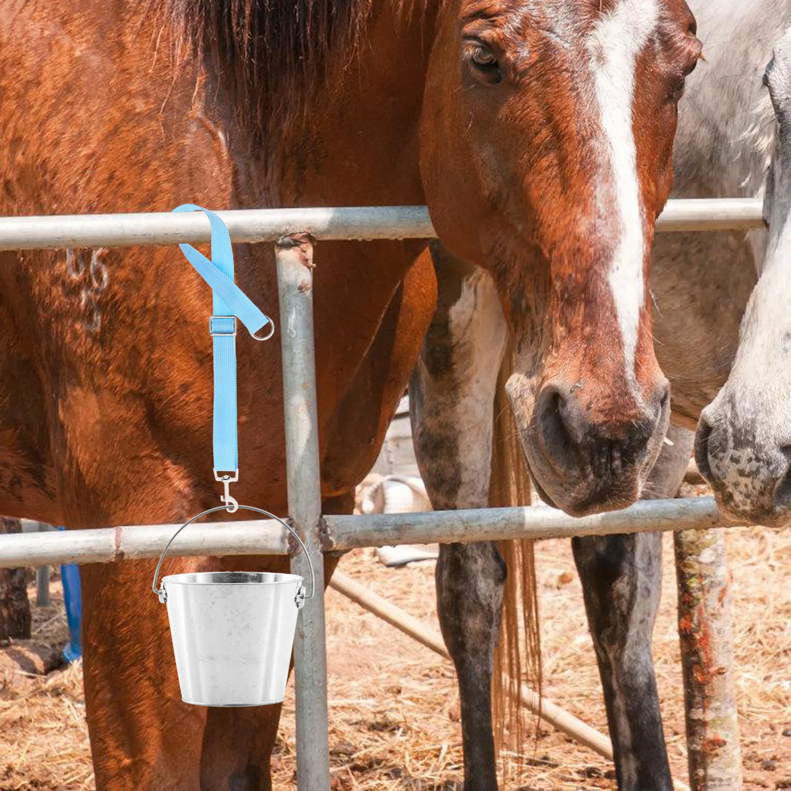 

4Pcs Horse Bucket Strap Fixed Adjustable Durable Nylon Rope Outdoor Feeding Bucket Hanger Horse Strap Replacement
