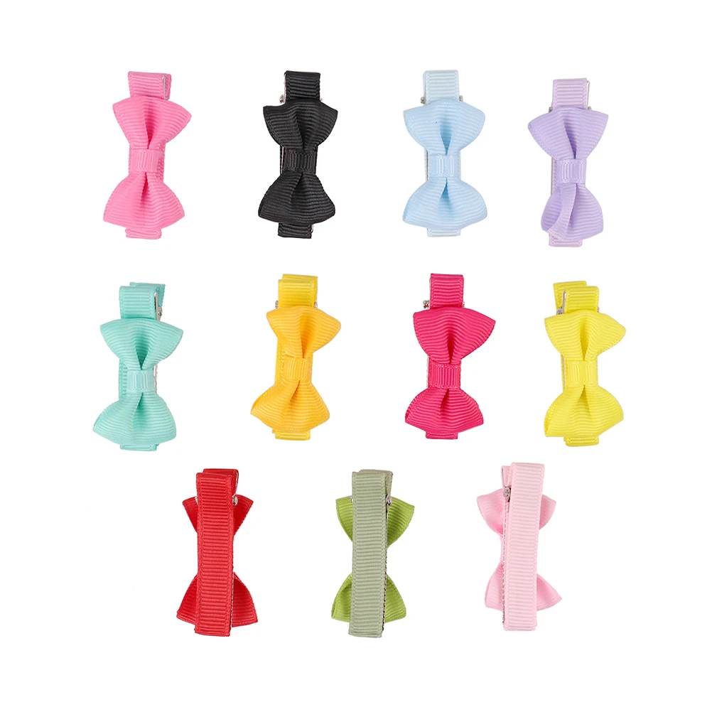 

11pcs Hair Clips Bowknot Shape Pure Color Bowknot Shape Hair Pin Headdress Pins Kids Party Durable Fabric Everyday