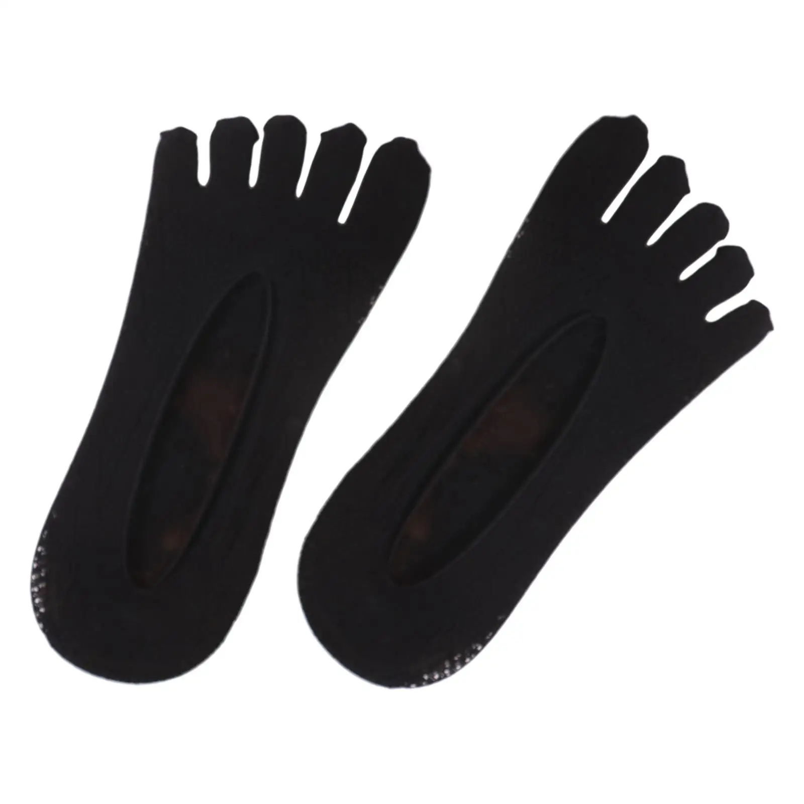 جوارب صيفية بخمسة أصابع رياضية غير قابلة للانزلاق عند أصابع القدم بفم ضحل بلون سادة