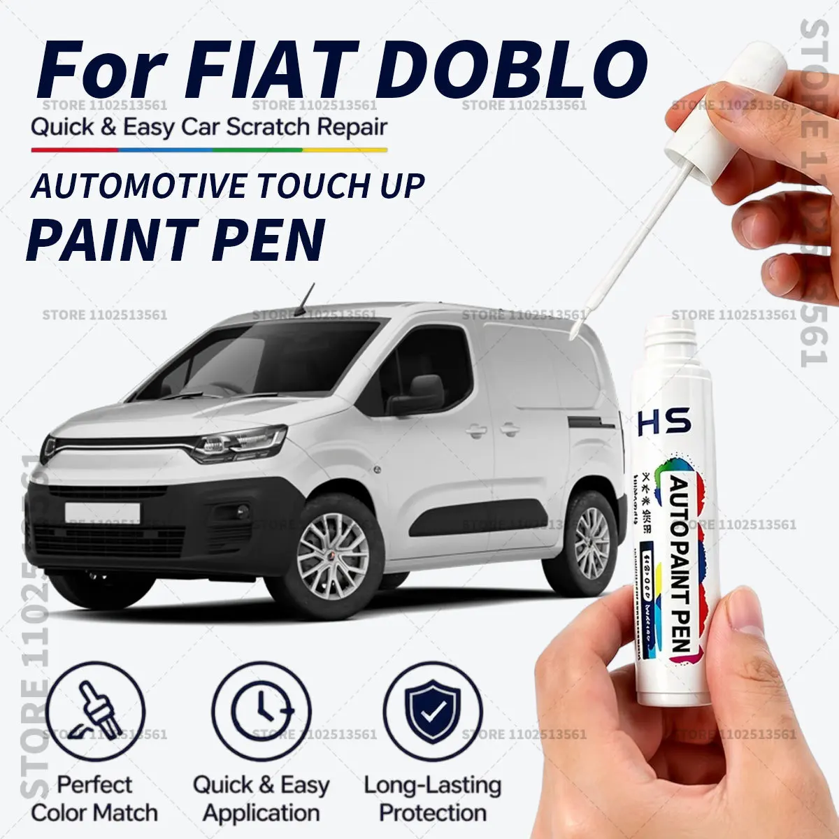 

For FIAT DOBLO Touch Up Paint Pen Car Paint Scratch Repair Tool Cinema black Colosseo grey Midnight blue Dark red Gelato white
