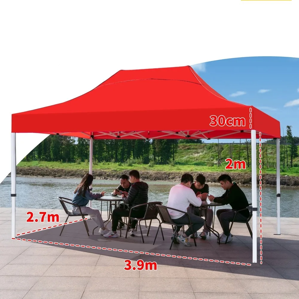3x4m Outdoor Oxford Polyester Gazebo Tent Folded Window Single Layer Iron Waterproof for Camping Event Advertising