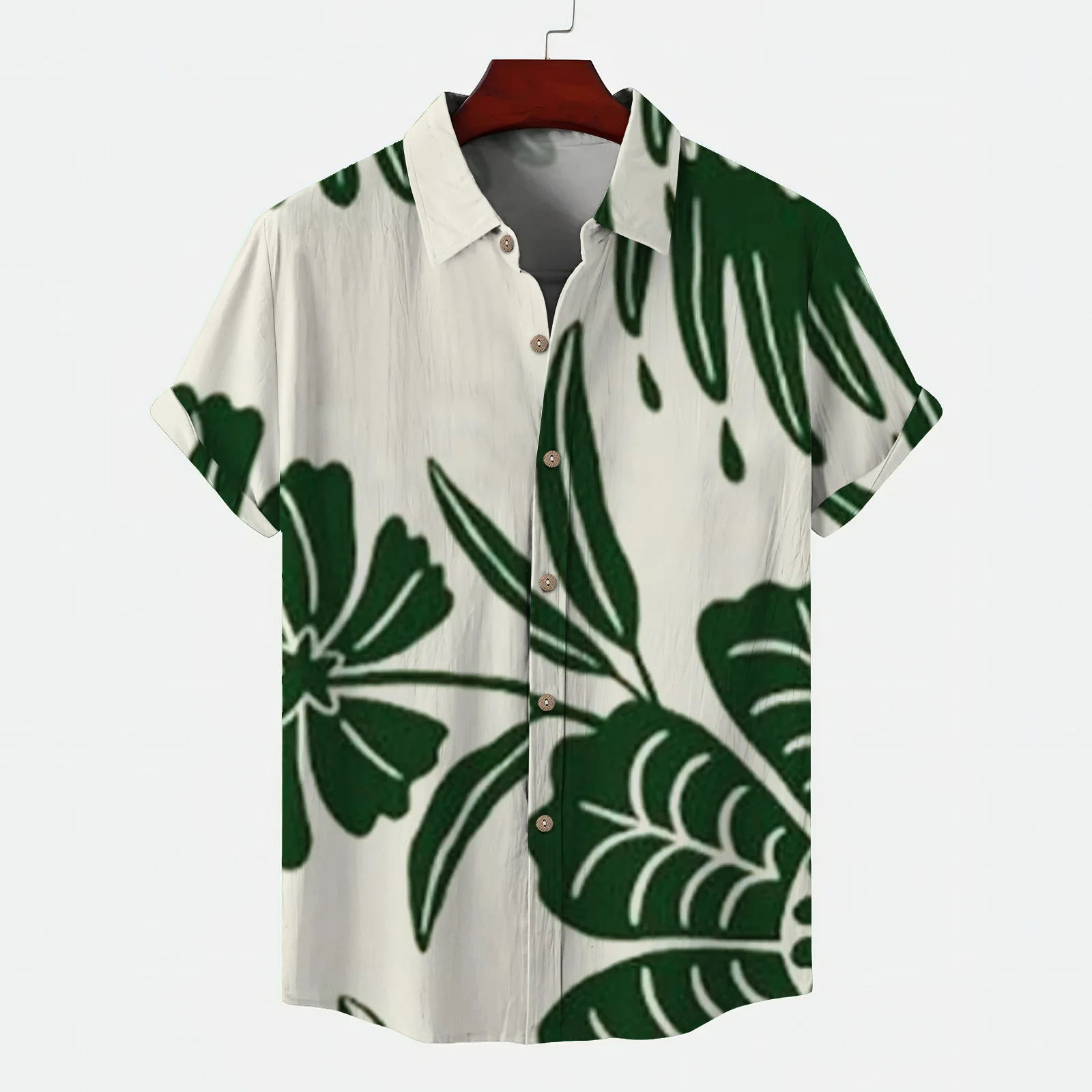 

Men's Fashion Man 2024 Comfortable Hawaiian Shirt Versatile Mens Clothing Simple Botanical Print Shirts for Men Leisure T-shirts