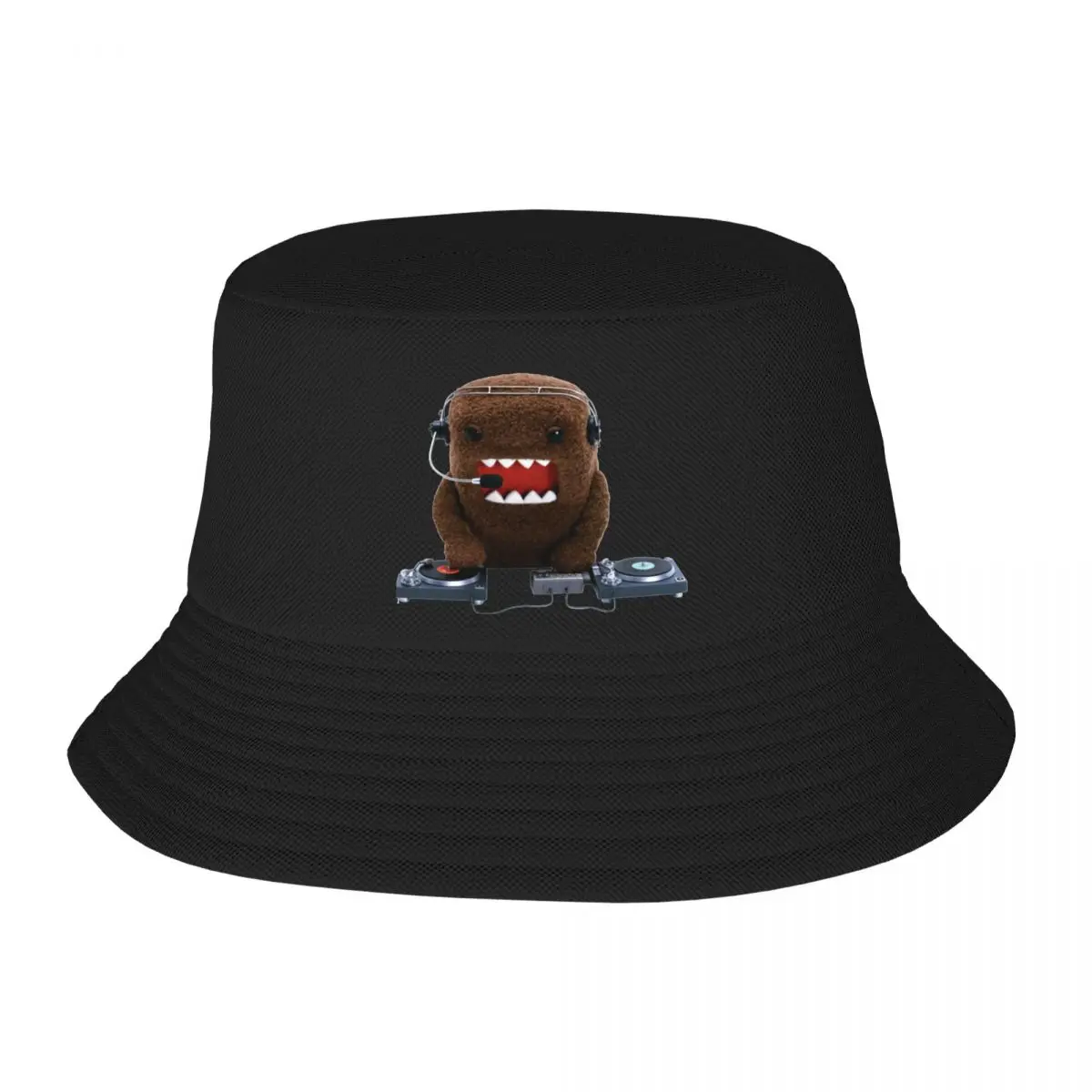 DJ Domo Kun Bucket Hat for Teen Summer Vocation Rockers Japanese Anime Field Hat Style for Outdoor Fishing Hat Bob Hat