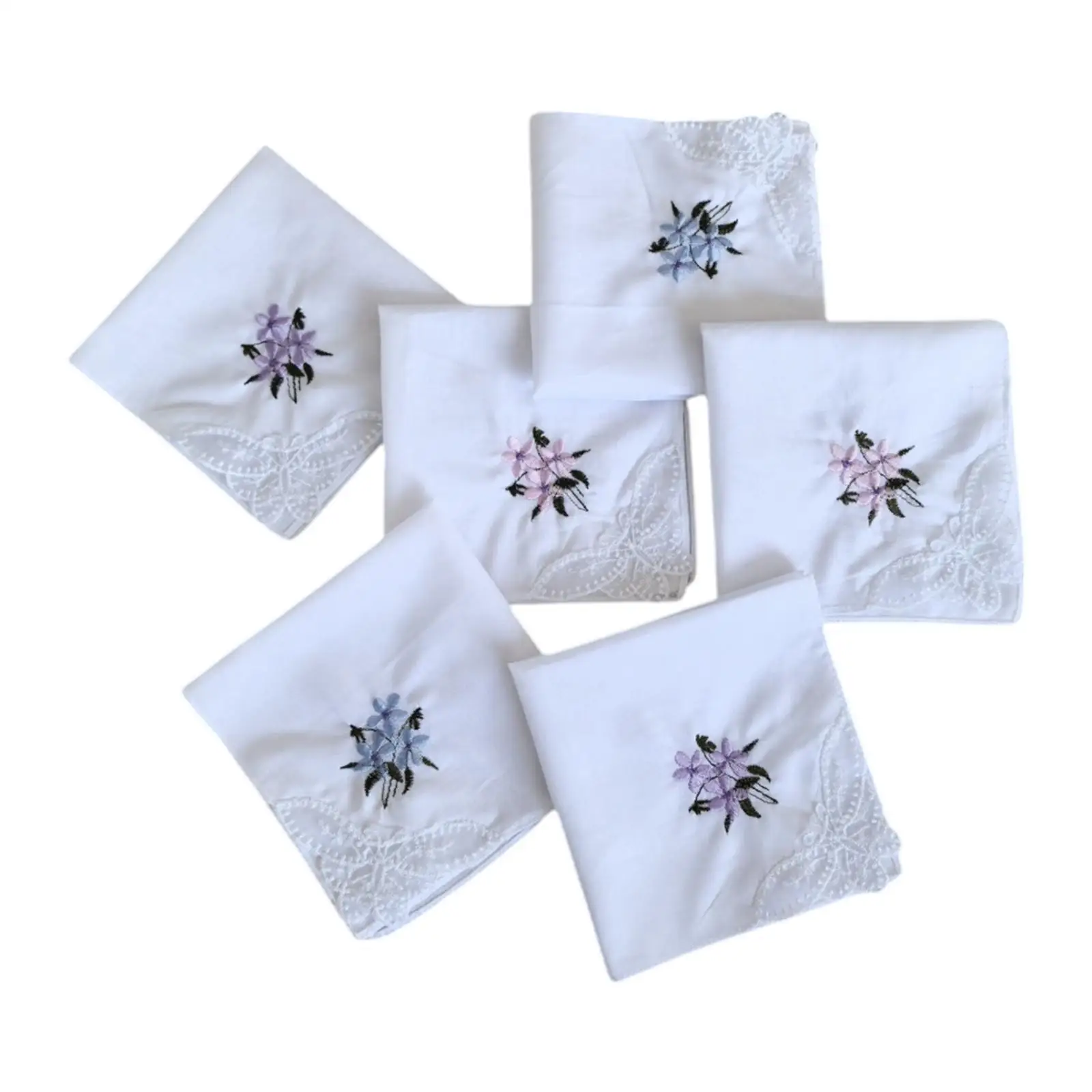 6 Pieces Cotton Handkerchiefs for Women Bandanas Gift for Wedding Party Hanky