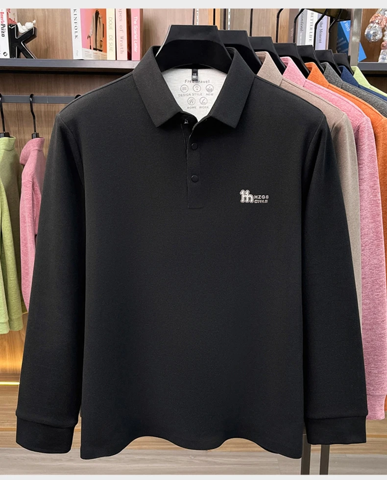 Marke Mode Buchstaben Muster Langärmel Polo-Shirt Herren Luxus Herbst Neues Leicht Komfort Geschäftsbereich Freizeit Flip-Kragen T-Shirt – Detail 9