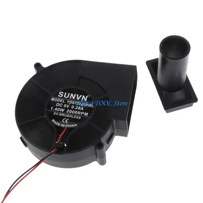 Quạt BBQ L8RC 9733 Máy thổi khí 97x97x33mm 5V 12V 24V 2000-3600R Khởi động than với ống khí 26mm cho bếp lò nướng màu xanh lá
