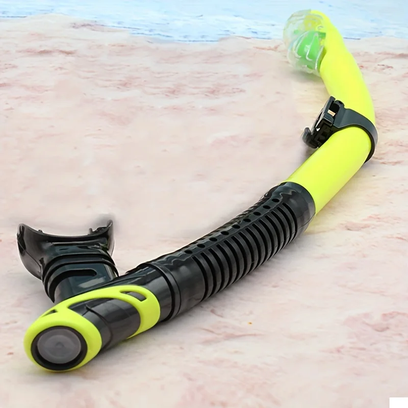 A diving dry breathing tube with splash guard and top valve, suitable for snorkeling, scuba diving, free diving, and swimming