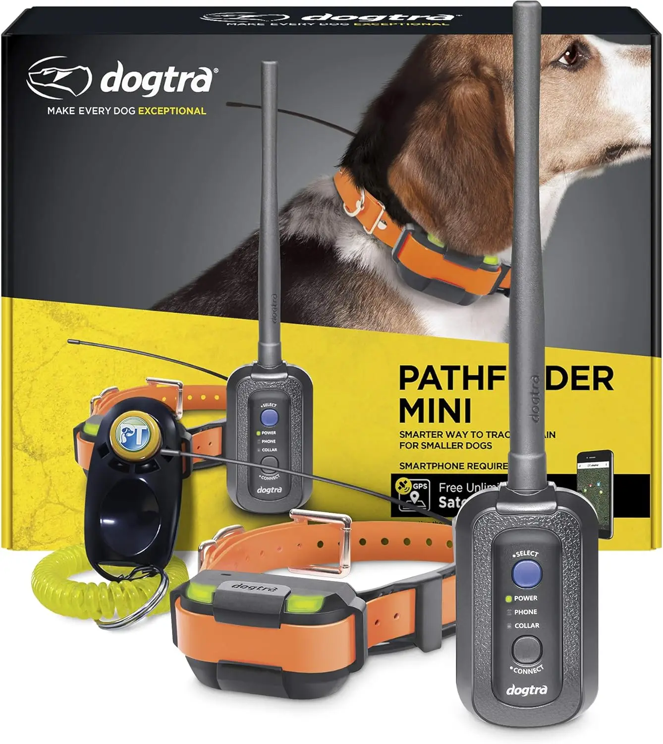 Pathfinder Mini GPS Electronic Dog Training Collar for Small to Medium Dogs - 4-Mile range