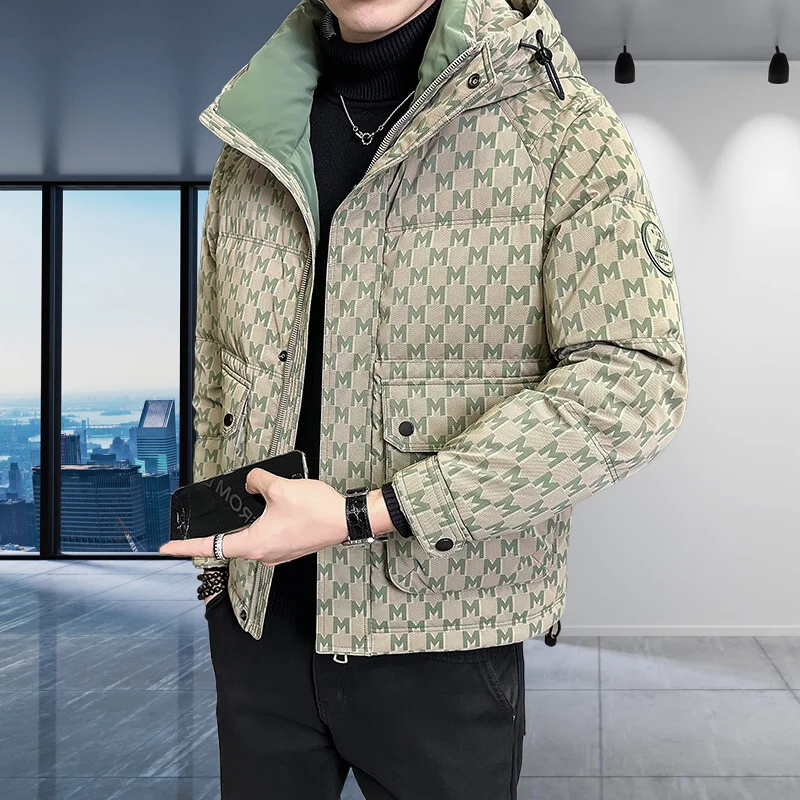 Men's down jacket, high-quality fabric, soft and comfortable, white duck down filling, fashionable and casual warm down jacket