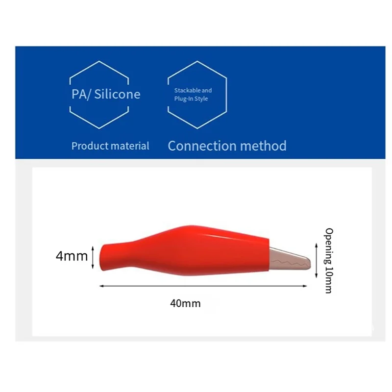 AT82-مقاطع التمساح لينة مرنة سيليكون موصلات اختبار ذكر أسلاك توصيل معزز للوحة الخبز للاختبار الكهربائي P1533