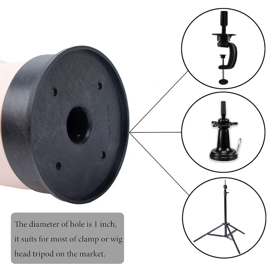 BHD BEAUTY Tête de mannequin chauve beige femme cosmétologie professionnelle pour la fabrication de perruques affichage perruques lunettes cheveux avec épingles en T 2