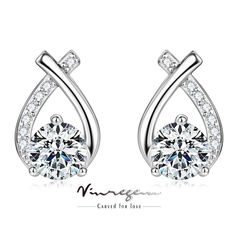 

Vinregem GRA 3EX VVS1 D 5MM Real Moissanite Diamonds Ear Studs Earrings for Women 18K Gold Plated 925 Sterling Silver Jewelry