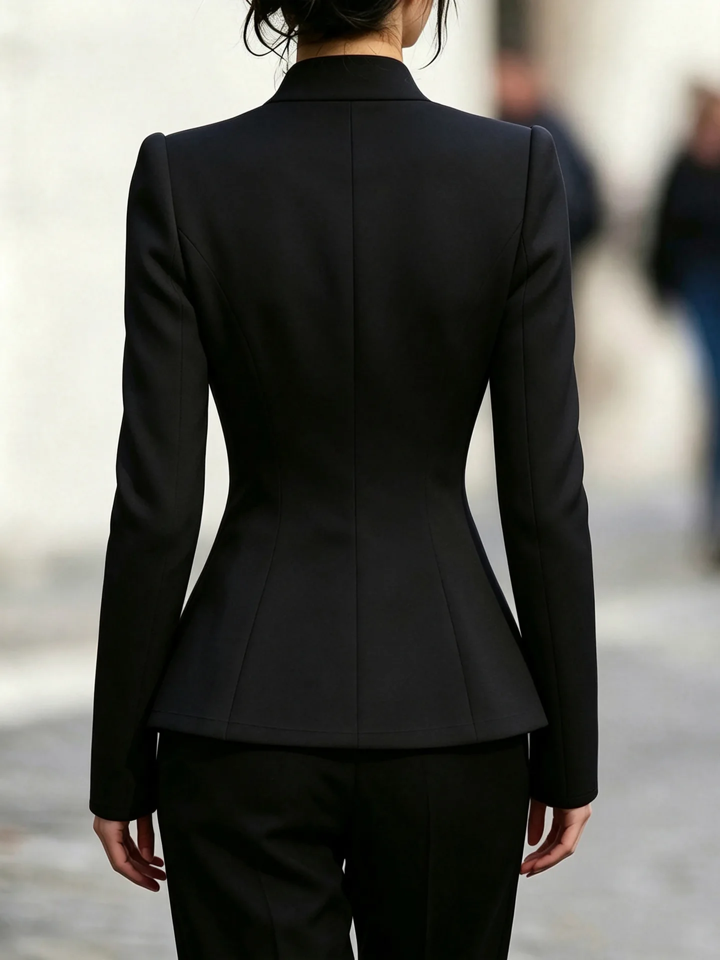 Fashionable Suit Jacket With Elegant Simple Solid Color Autumn Winter Style Standing Collar Slanted Buckle Asymmetrical Coast