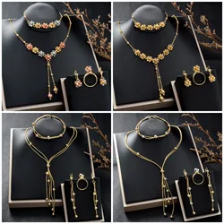 Diana baby Fashion jewelry Dubai 14k Gold Plated Ball Wedding Bride jewelry Sets For Women Necklace Pendant Flower Bracelets
