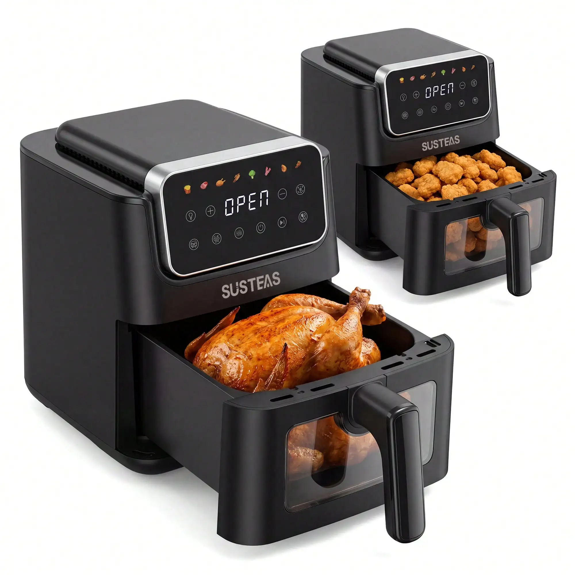 4.8QT/6.5QT Extra Large Visual Air Fryer With Clear View Window, 1300W/1500W Digital Air Fryer With Reheat Mode, Easy Clean Detachable Crisping Plate, All Round Even Heating, Premium Gift For New Home, Party And All Holiday Festival Presents