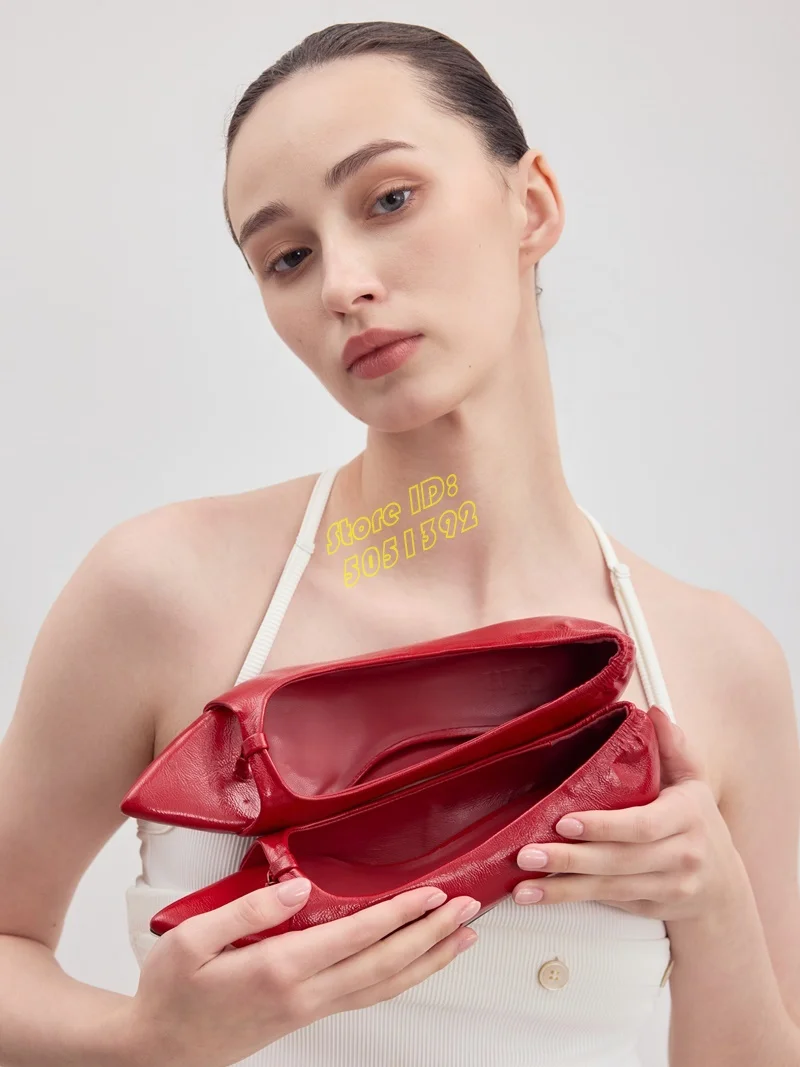 

Kitten Heel 3.5 cm Slip On Pumps Cow Leather Sexy Pointy Open Toe Low Heel Women Spring Summer Dress Shoes Solid Fashion Shoes