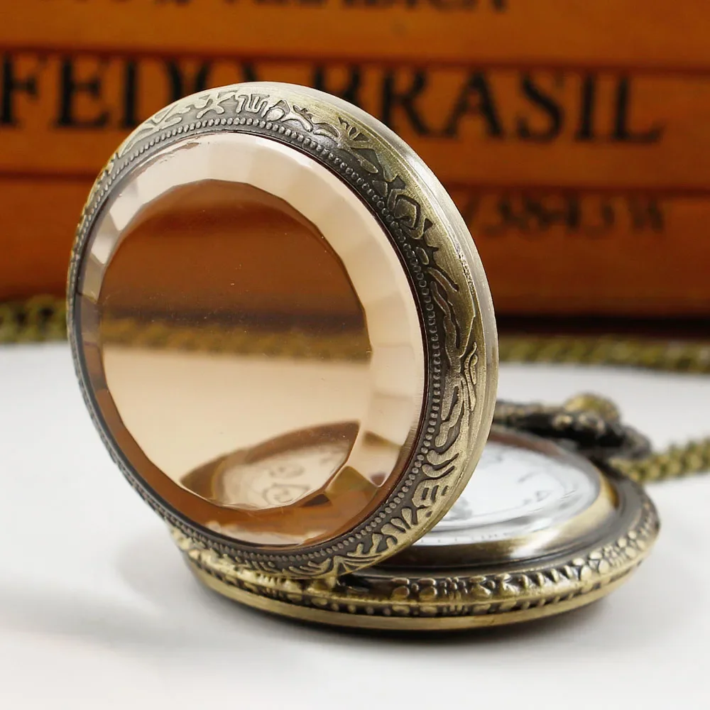 Retro Bronzing Quartz Pocket Watch Necklace Steampunk Vintage Dial Pendant 80 CM Chain Unisex Fashion Gift For Men And Women